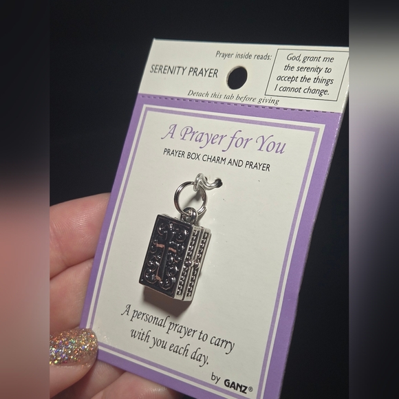 "Serenity Prayer"GANZ Silver Prayer Box Charm Locket with Scroll Inside - Picture 2 of 11